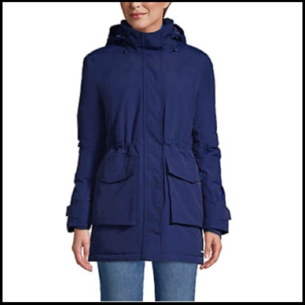 LANDSEND Womens Squall Insulated Waterproof Warm Winter Fleece Lined Parka Navy